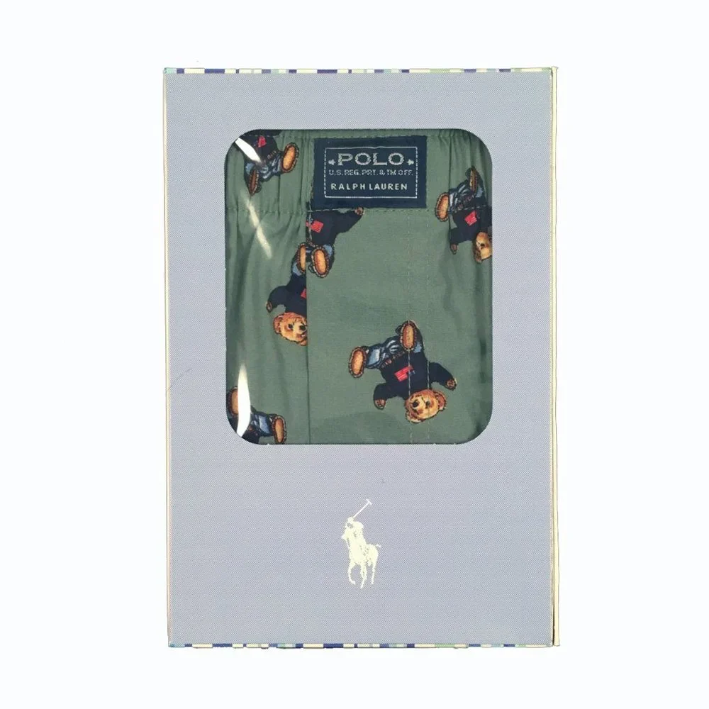 Vintage Polo Ralph Lauren Bear Boxer Shorts in Holiday Box - XL Green